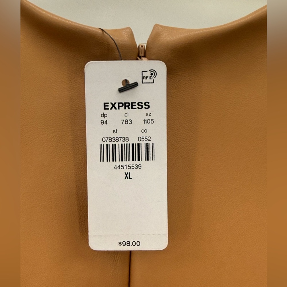 Express Body Contour Faux Leather Twist Front Midi Sheath Dress Size XL - Picture 3 of 15